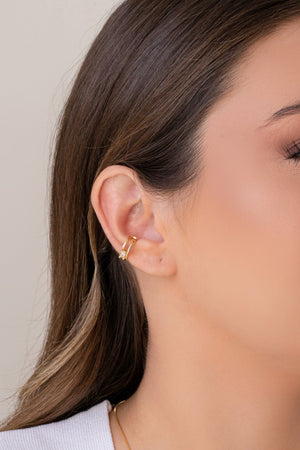 Piercing Baguete Cristal Banhado a Ouro 18K