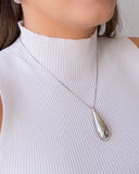 Gargantilha Gota Lisa Abaulada 4.8 cm Ródio Branco - 40cm