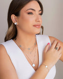 Choker Elos Plaquinhas Lisas Ródio Branco - 35 cm