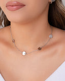 Choker Elos Plaquinhas Lisas Ródio Branco - 35 cm