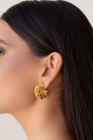 Brinco Argola Tubo Tela 3.1 cm Banhado a Ouro 18K