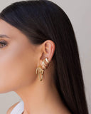 Piercing 3 Filetes Detalhes Banhado a Ouro 18K