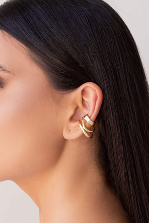 Piercing 3 Filetes Detalhes Banhado a Ouro 18K