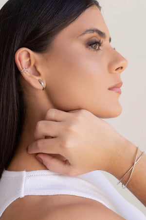Ear Hook Liso Ródio Branco