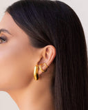 Ear Hook Geométrico Liso 3.2 cm Banhado a Ouro 18K