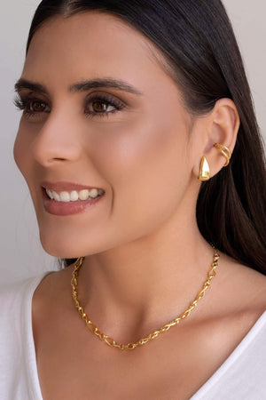 Ear Hook Gota Lisa 1.9 cm Banhado a Ouro 18K