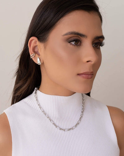 Ear Hook Gota Lisa 1,9 cm Ródio Branco