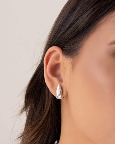 Ear Hook Gota Lisa 1,9 cm Ródio Branco