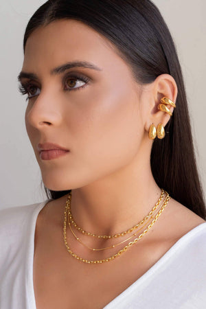 Gargantilha Veneziana Bolinhas Lisas Banhado a Ouro 18K - 45 cm