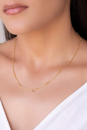 Gargantilha Veneziana Bolinhas Lisas Banhado a Ouro 18K - 45 cm