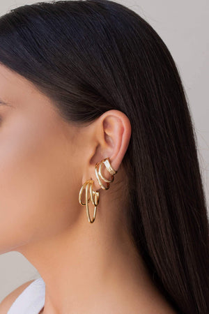 Brinco Argola Filetes Lisos 3.5 cm Banhado a Ouro 18K