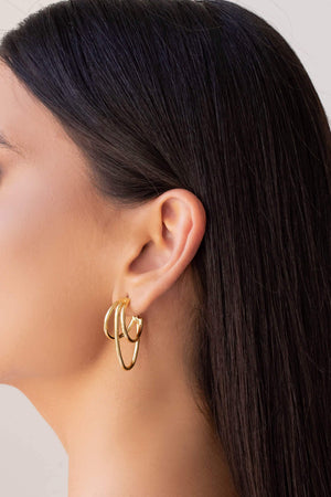 Brinco Argola Filetes Lisos 3.5 cm Banhado a Ouro 18K