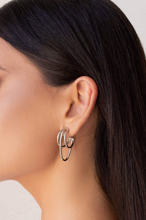 Brinco Argola Filetes Lisos 3.5 cm Ródio Branco