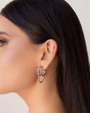 Brinco Argola Filetes Lisos 3.5 cm Ródio Branco