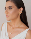 Gargantilha Dupla Redondo e Ponto de Luz Cristal Banhado a Ouro 18K