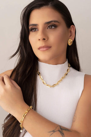 Choker Elos Ovais 9 mm Banhado a Ouro 18K