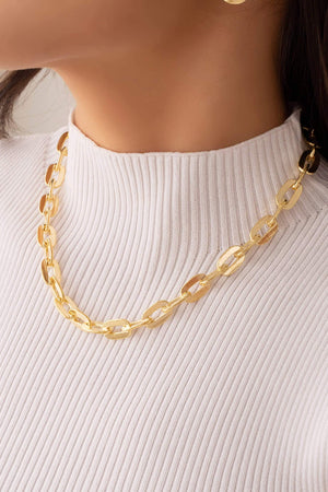 Choker Elos Ovais 9 mm Banhado a Ouro 18K