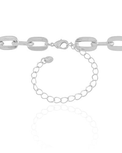 Choker Elos Ovais 9 mm Ródio Branco - 35 cm