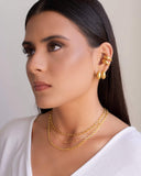 Brinco Argola Click Abaulada Lisa 1.7 cm Banhado a Ouro 18K