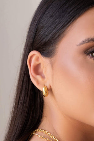 Brinco Argola Click Abaulada Lisa 1.7 cm Banhado a Ouro 18K