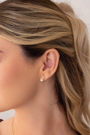 Brinco Fio Ponto de Luz Cristal 1.3 cm Banhado a Ouro 18K