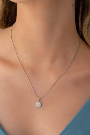 Gargantilha Veneziana Ponto de Luz Cravejado Cristal Ródio Branco - 45 cm