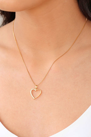 Gargantilha Veneziana Coração Cravejado Cristal Banhado a Ouro 18K - 45 cm