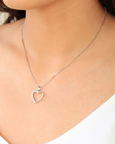 Gargantilha Veneziana Coração Cravejado Cristal Ródio Branco - 45 cm