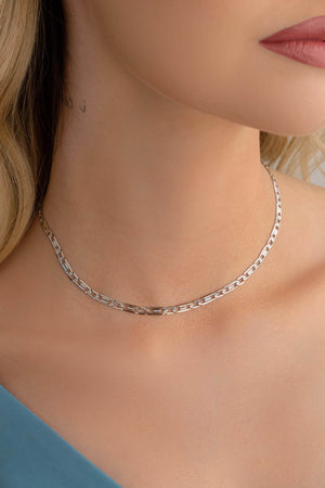 Choker Piastrine Ródio Branco