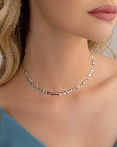 Choker Piastrine Ródio Branco - 33 cm