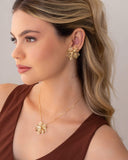 Brinco Flor Vazada 3 cm Banhado a Ouro 18K