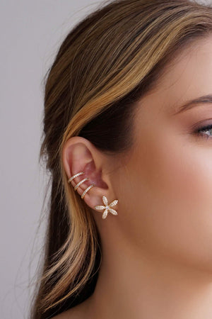 Piercing Filetes Cravejado Cristal Banhado a Ouro 18K