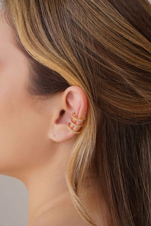 Piercing Filetes Cravejado Cristal Banhado a Ouro 18K