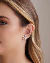 Piercing Filetes Cravejado Cristal Ródio Branco