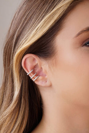 Piercing Filetes Cravejado Cristal Ródio Branco