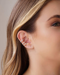 Piercing Filetes Cravejado Cristal Ródio Branco