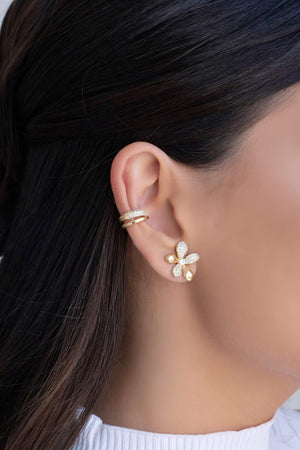 Piercing Dois Filetes Cravejados Cristal Banhado a Ouro 18K