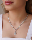 Pingente Filho Menino Cristal Coração Esmeralda 3.4 cm Ródio Branco