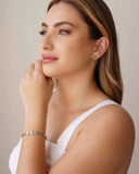 Pulseira Elos Pontos de Luz Cristal Ródio Branco - 16 cm