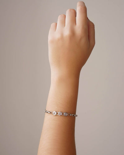 Pulseira Elos Pontos de Luz Cristal Ródio Branco - 16 cm