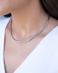 Choker Malha Egípcia 4 mm Ródio Branco
