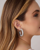 Brinco Argola Tubo Mola 4.0 cm Ródio Branco