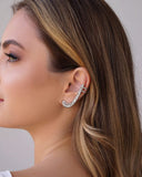 Ear Cuff Folhas Lisas 4.2 cm Ródio Branco