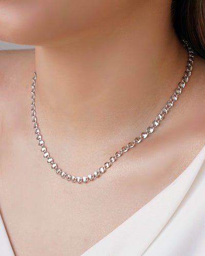 Choker Piastrine 4 mm Ródio Branco - 32 cm