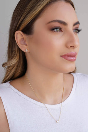 Conjunto Ponto de Luz Cristal 5 mm Banhado a Ouro 18K