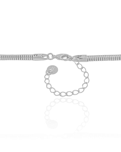 Colar Rabo de Rato 3 mm Ródio Branco - 45 cm