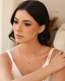 Conjunto Retangular Morganita  Banhado a Ouro 18K
