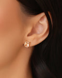 Conjunto Retangular Morganita  Banhado a Ouro 18K