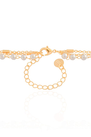 Gargantilha Tripla Pérolas Canutilhos Banhado a Ouro 18K