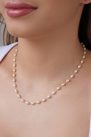 Gargantilha Pérolas Ovais Banhado a Ouro 18K - 40 cm